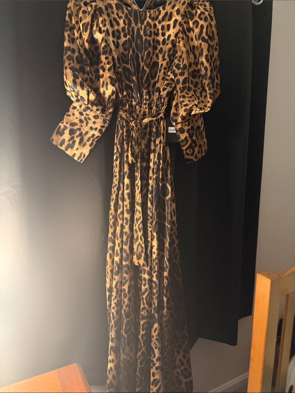 Leopard Print Maxi Dress with Belt, woven Dress